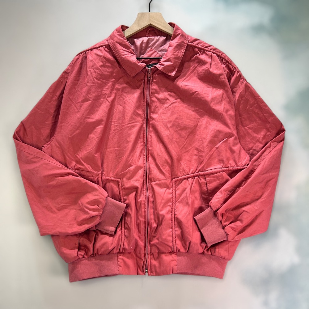 VTG Peter England Mens XL Windbreaker Jacket Pink Full Zip Lightweight Outerwear